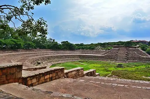 Raised platform at Surajkund at which sun temple was situated.