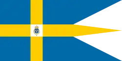 Royal standard of Sweden with the lesser coat of arms, used by other members of the Royal House.
