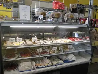 Counter display of baked goods