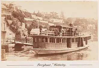 With her original open wheelhouses. Likely to be berthing at Lavender Bay