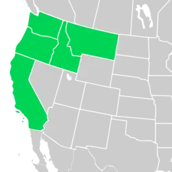 Symphyotrichum hendersonii distribution map: US — California, Idaho, Montana, Oregon, and Washington.