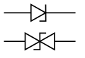 TVS (Transient Voltage Suppression) diode. Top is unidirectional, bottom is bidirectional.