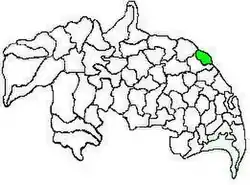 Mandal map of Guntur district showing Tadepalli mandal (in green)