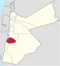 Location of Tafilah Governorate