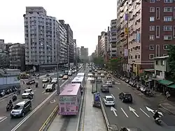 Bus lane in the middle of Roosevelt Road in Taipei, Taiwan