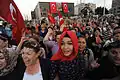 Many women in headscarves attended the protests, despite the fact that pro-AKP media spread disinformation that they were being attacked by the protesters.