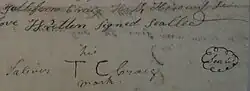 Taliaferro Craig Sr. signature on a deed of land sale (16 September 1779)