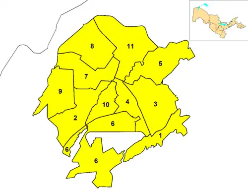 Map of the districts of Tashkent