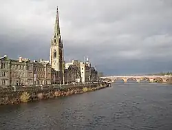Perth Bridge in view at the northern end of the street
