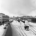 A view from the Sturenkatu bridge to the east in 1968. The tracks lead to the freight station.
