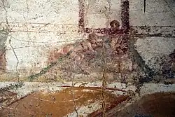 Fellatio. Wall painting. Suburban baths, Pompeii. 62 to 79 CE