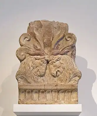 Roman antefix decorated with the butting heads of two billy goats, The MET