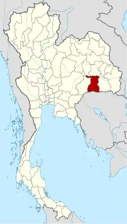 Map of Thailand highlighting Surin province
