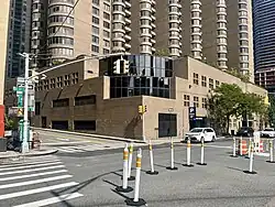 View of the Corinthian apartment building's base, which incorporates much of the former East Side Airline Terminal