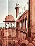 The Lahore Gate, detail from 'The Delhi Panorama', by Mazhar Ali Khan, 1846