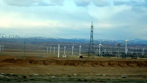 Wind turbines in between Mashhad and Nishapur, road 44