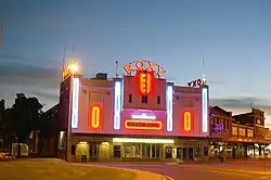 The Roxy Community Theatre at dusk