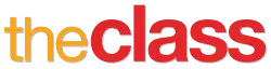 the class, written in lowercase, 'the' colored yellow, 'class' colored red, against a white background