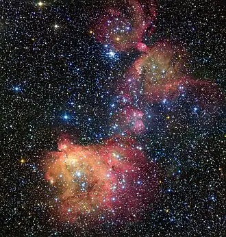 Emission nebula LHA 120-N 55 in the Large Magellanic Cloud.[5]
