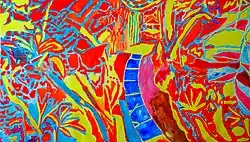 Tjasa Iris, Paradise Path in the Garden, acrylic on canvas, 120 x 210cm, 2018