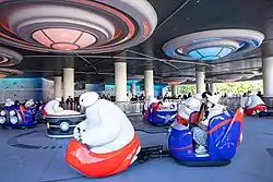 Ride vehicles featuring Baymax the guests "personal healthcare companion"