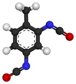 Ball and stick model of toluene diisocyanate