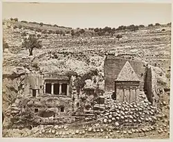 1870 photo by Felix Bonfils showing the Tomb of Zechariah to the right of the Tomb of Benei Hezir