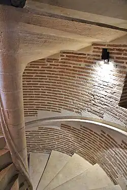 Typical medieval spiral staircase in Toulouse, France