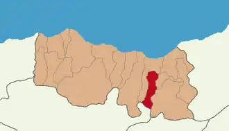 Map showing Köprübaşı District in Trabzon Province