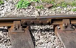 Track joint and chairs (with fishplate spanning ties)