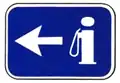 Alternative design for supplementary exit sign indicating a service area