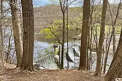 Trailside view of Lake Solitude and Waterfall in High Bridge