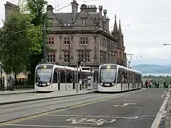 Edinburgh trams at stop
