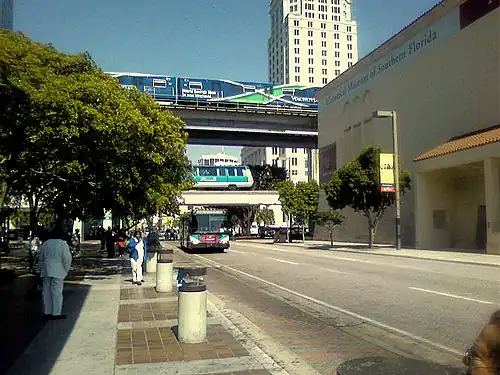 Metrorail (top), Metromover (middle), and Metrobus (bottom) at Government Center