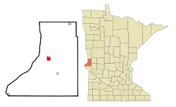 Location of Wheaton within Traverse County, Minnesota