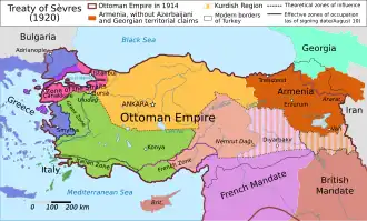 De Jure Situation in the Ottoman Empire following the Treaty of Sèvres.