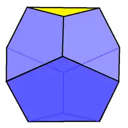 Truncated triangular trapezohedron, also called Dürer's solid: Obtained by truncating two opposite corners of a cube or rhombohedron, this has six pentagon faces and two triangle faces.[22]