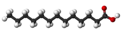 Ball-and-sitck model of tridecylic acid