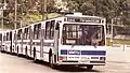 Mafersa trolleybuses lined up near the Center of Control, Operations and Maintenance, 1989