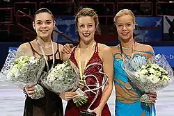 The women's event medalists at the 2013 Trophée Éric Bompard