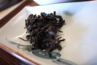 A dish of tsukudani made from kombu