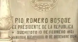 A photograph of Pío Romero Bosque's grave
