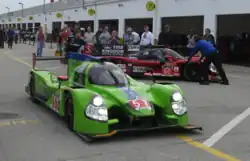 The No. 57 and No. 60 cars of Krohn Racing and Michael Shank Racing, respectively, at the 2015 24 Hours of Daytona