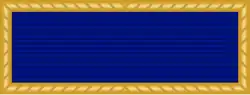 Dark blue ribbon with a gold border