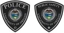 Patches of The University of Oregon Police Department.