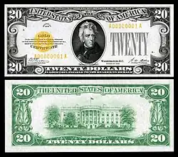 $20 Gold Certificate, Series 1928, Fr.2402, depicting Andrew Jackson