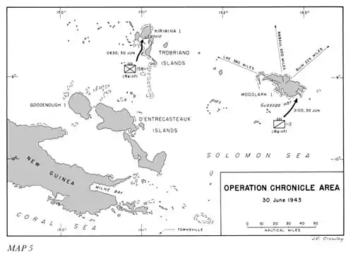 Map Naval Base Woodlark Island and Woodlark Harbor 1943