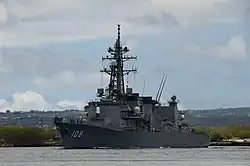 JS Akebono leaving Pearl Harbor on 6 July 2010.
