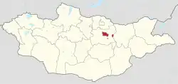 Ulaanbaatar highlighted in Mongolia
