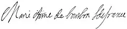 Marie-Anne de Bourbon's signature